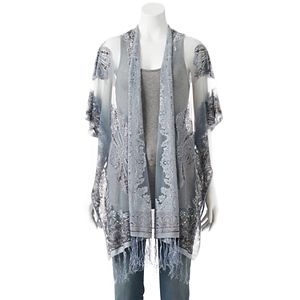 Mudd® Burnout Paisley Fringed Kimono