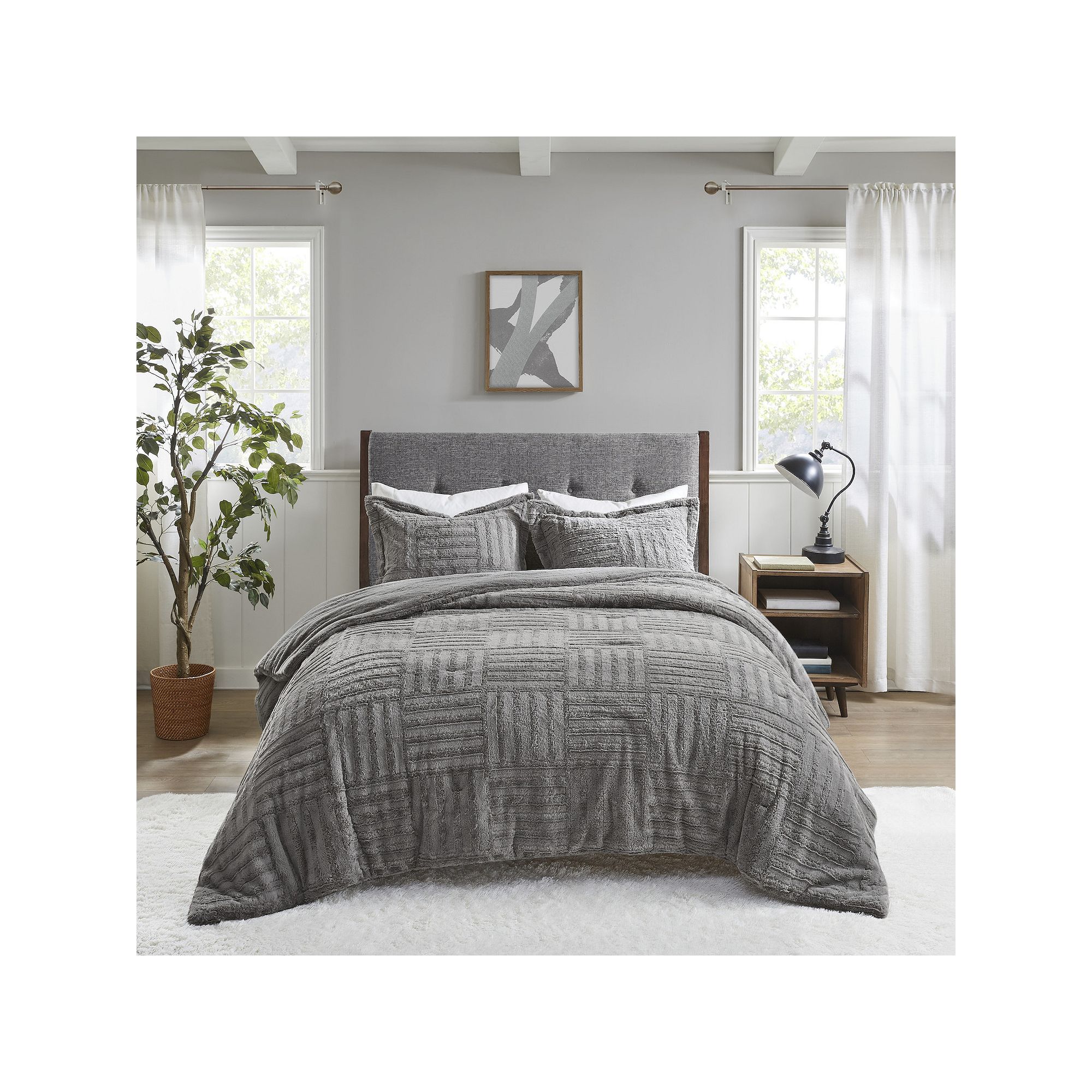 Madison Park Polar Faux Fur Down-Alternative Comforter Set, Gray