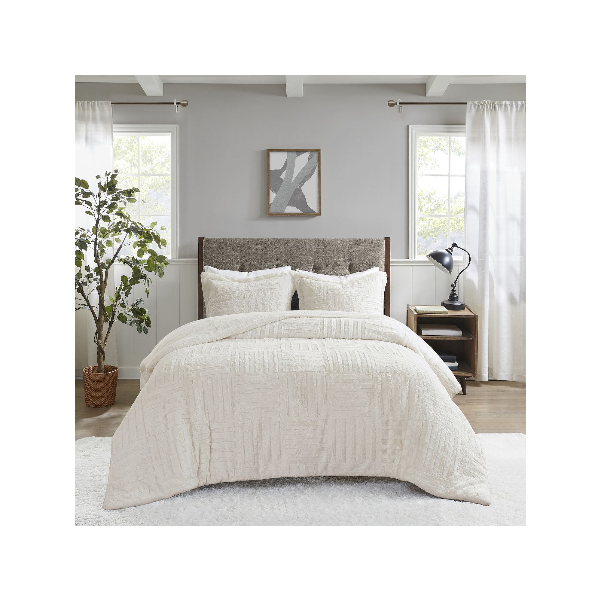 Madison Park Polar Faux Fur Down-Alternative Comforter Set, Ivory