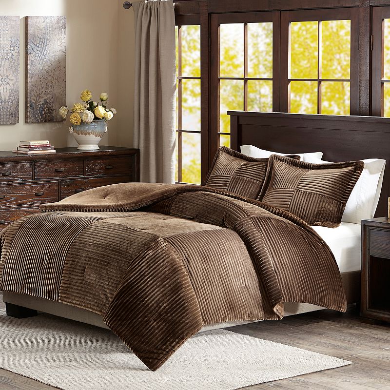 Madison Park Parker Corduroy Plush Comforter Set, Brown, King