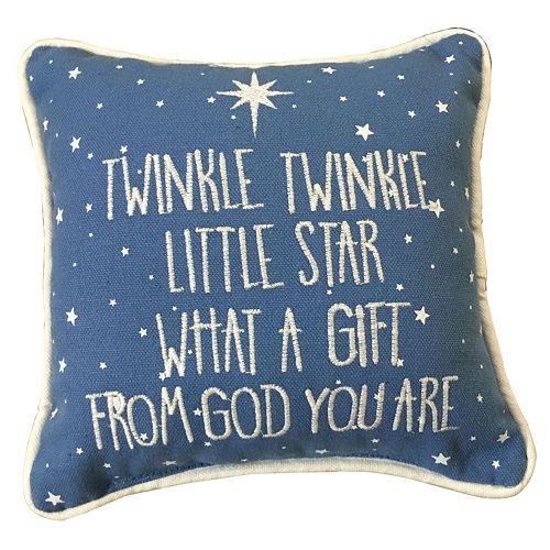 ''Twinkle, Twinkle Little Star'' Embroidered Small Throw Pillow