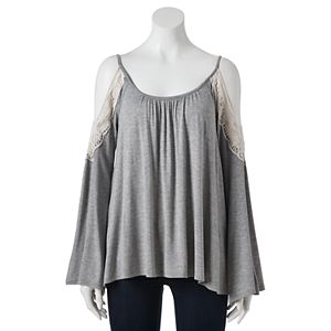 Juniors' Rewind Crochet Cold-Shoulder Top