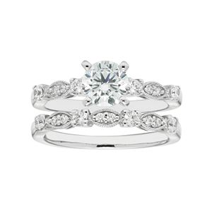 Boston Bay Diamonds 14k White Gold 1 3/8 Carat T.W. IGL Certified Diamond Engagement Ring Set
