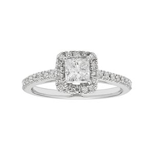 Boston Bay Diamonds 14k White Gold 3/4 Carat T.W. IGL Certified Diamond Square Halo Engagement Ring