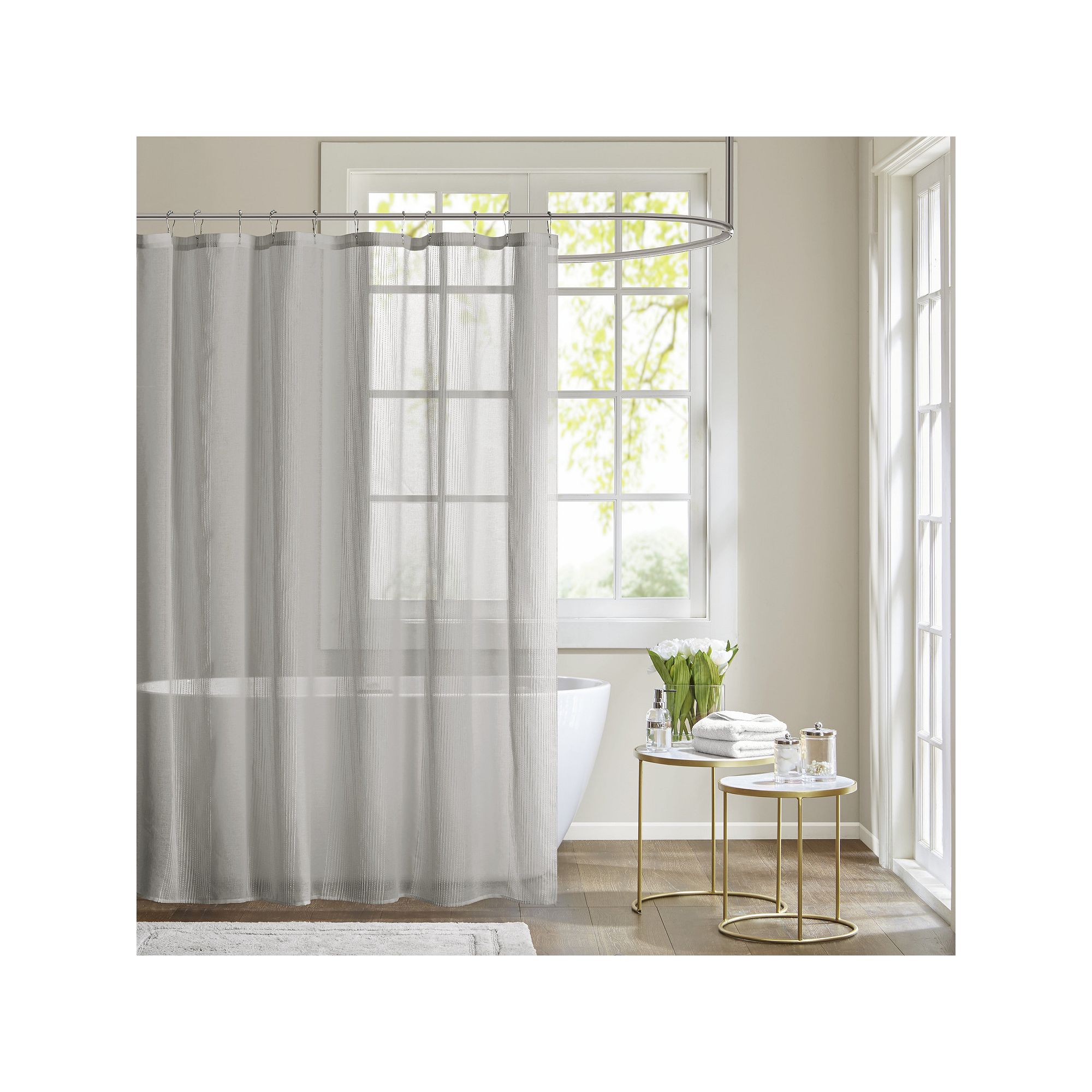 Madison Park Lydia Sheer Shower Curtain, Size: 72X72, Gray