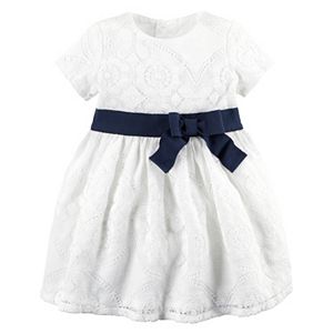 Baby Girl Carter's Ivory Lace Dress & Bloomers Set