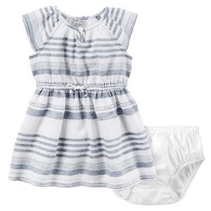 Baby Girl Carter's Chambray Striped Dress & Bloomers Set