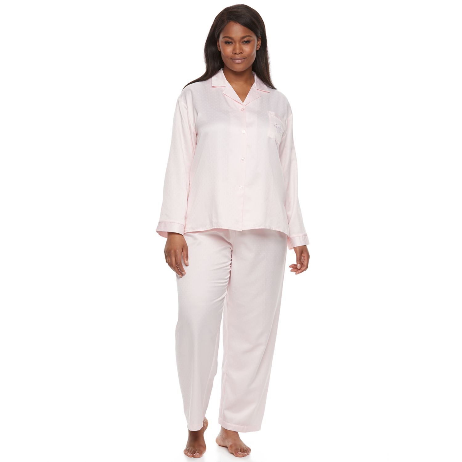 brushed back satin pajamas plus size