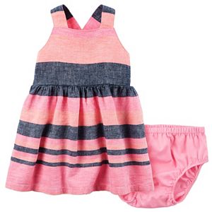 Baby Girl Carter's Sleeveless Striped Dress & Bloomers Set
