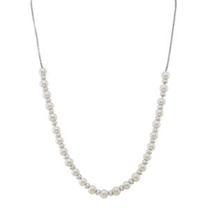 Sterling Silver Freshwater Cultured Pearl Adjustable Necklace