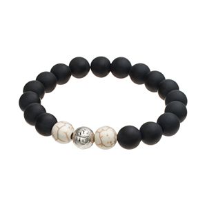 Wish Upon A Rock Men's Black Onyx Beaded Stretch Bracelet