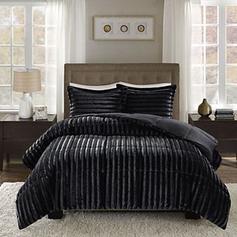 Madison Park Duke Faux Fur Comforter Set with Shams