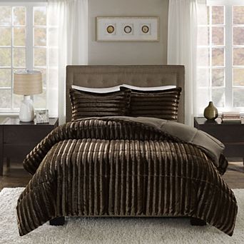 Madison Park Duke Faux Fur Comforter Set with Shams