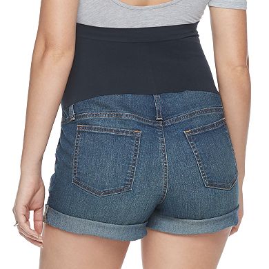 Maternity a:glow Full Panel Embroidered Jean Shorts