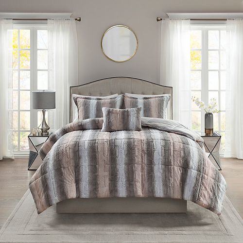 Comforters Sets King Madison Park Nova Blush Mohair Reverse