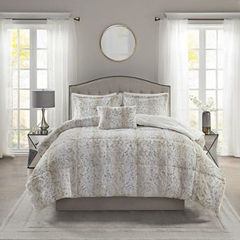 Madison Park Marselle Faux Fur Comforter Set with Throw Pillow