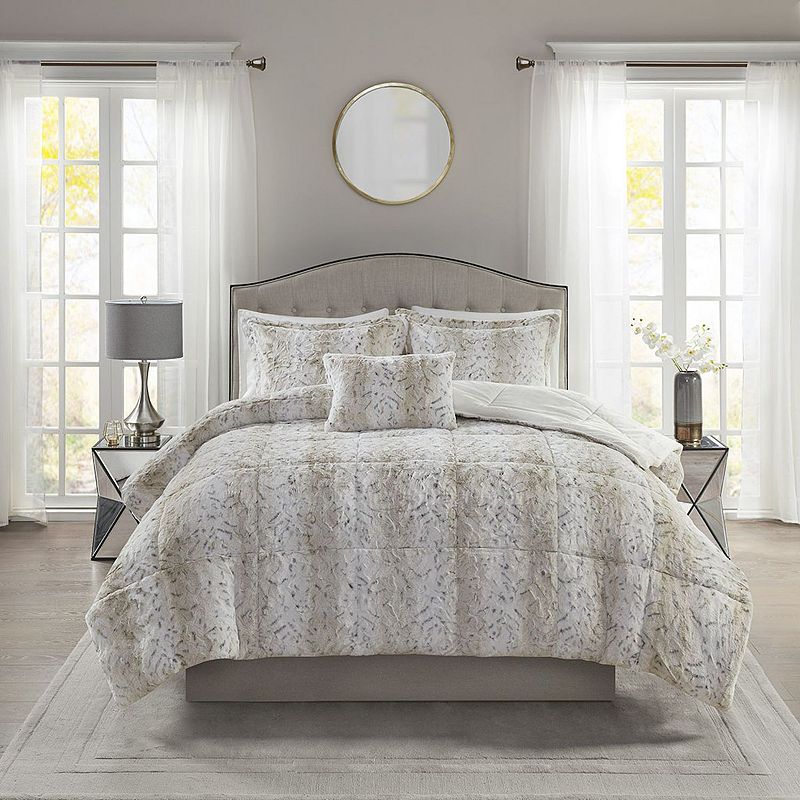 Madison Park Zuri Faux-Fur 4-Pc. Comforter Set, Full/Queen