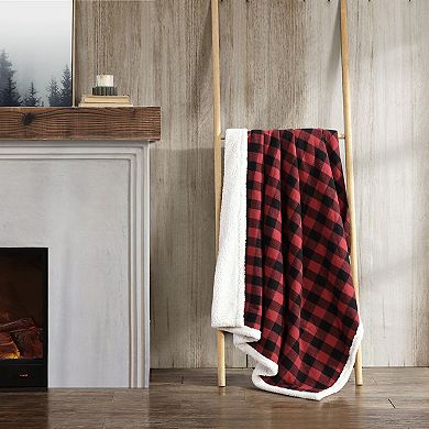 Eddie Bauer Cabin Plaid Sherpa Throw