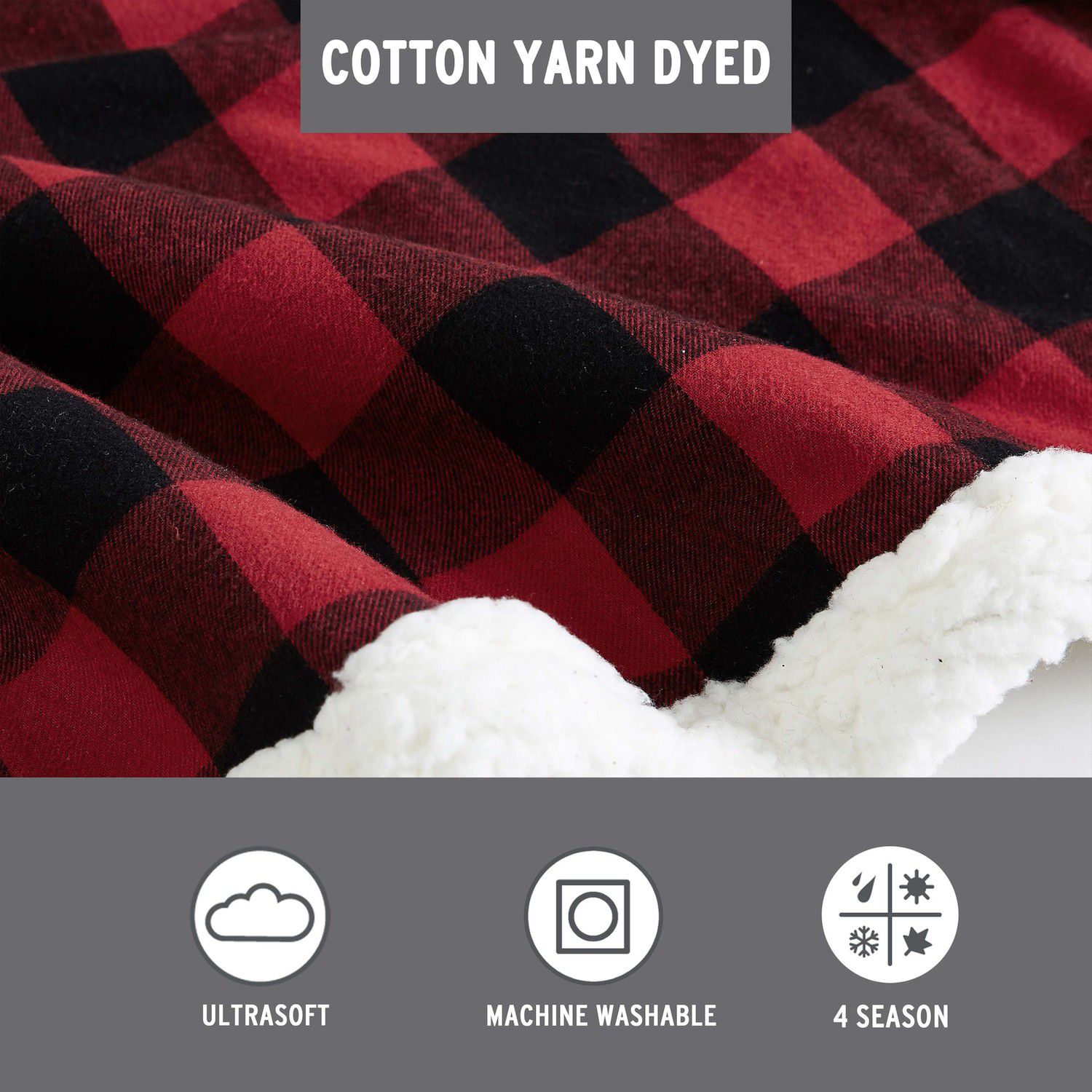 Eddie Bauer Cabin Plaid Sherpa Throw