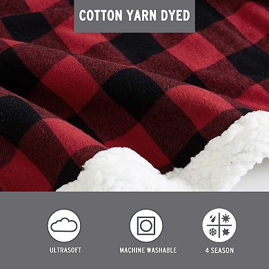 Eddie Bauer Cabin Plaid Sherpa Throw