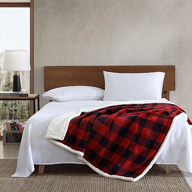 Eddie Bauer Cabin Plaid Sherpa Throw