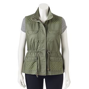 Juniors' Plus Size Candie's® Eyelet Utility Vest