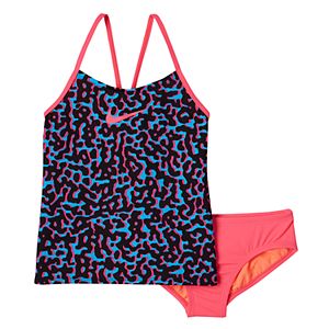 Girls 7-14 Nike Swim Leopard Tankini Swimsuit Set