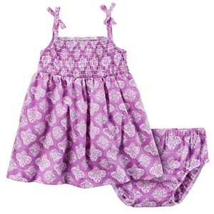 Baby Girl Carter's Smocked Paisley Dress & Bloomers Set