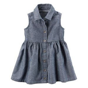 Baby Girl Carter's Button Front Chambray Denim Dress & Bloomers Set