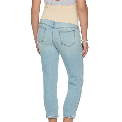 Maternity a:glow Belly Panel Embroidered Crop Skinny Jeans