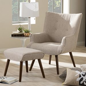 Baxton Studio Nola Arm Chair & Ottoman Stool 2-piece Set