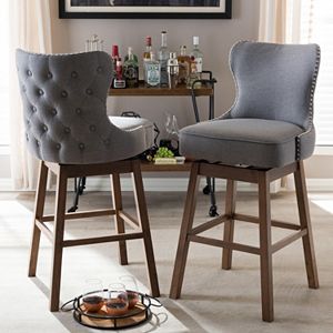 Baxton Studio Gradisca Swivel Bar Stool 2-piece Set