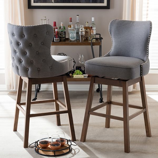 Baxton Studio Gradisca Swivel Bar Stool 2 piece Set