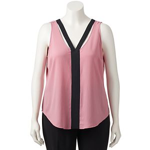 Juniors' Plus Size Candie's® Colorblock Double V Tank