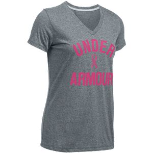 Women's Under Armour Power in Pink Wordmark Tech V-Twist Tee