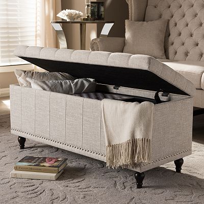 Storage Ottoman Button Tufted Bench Baxton Studio Kaylee Button