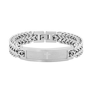 Men's Stainless Steel The Lord's Prayer Cross ID Bracelet