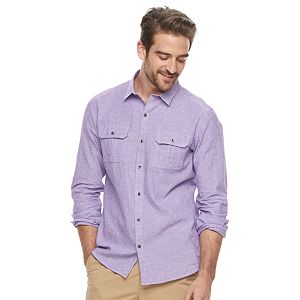 Men's Marc Anthony Slim-Fit Linen-Blend Textured Button-Down Shirt