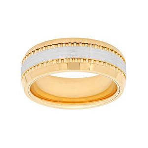 Men's Two Tone Cobalt Grooved Wedding Band