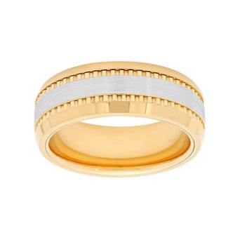 Jewelry Nation Men's Two Tone Cobalt Grooved Wedding Band