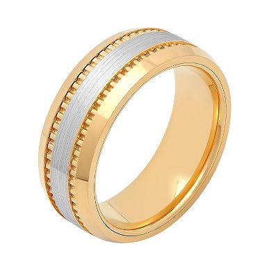 Men's Two Tone Cobalt Grooved Wedding Band