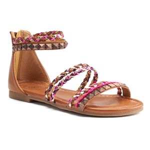 SO® Girls' Strappy Ankle-Cuff Sandals