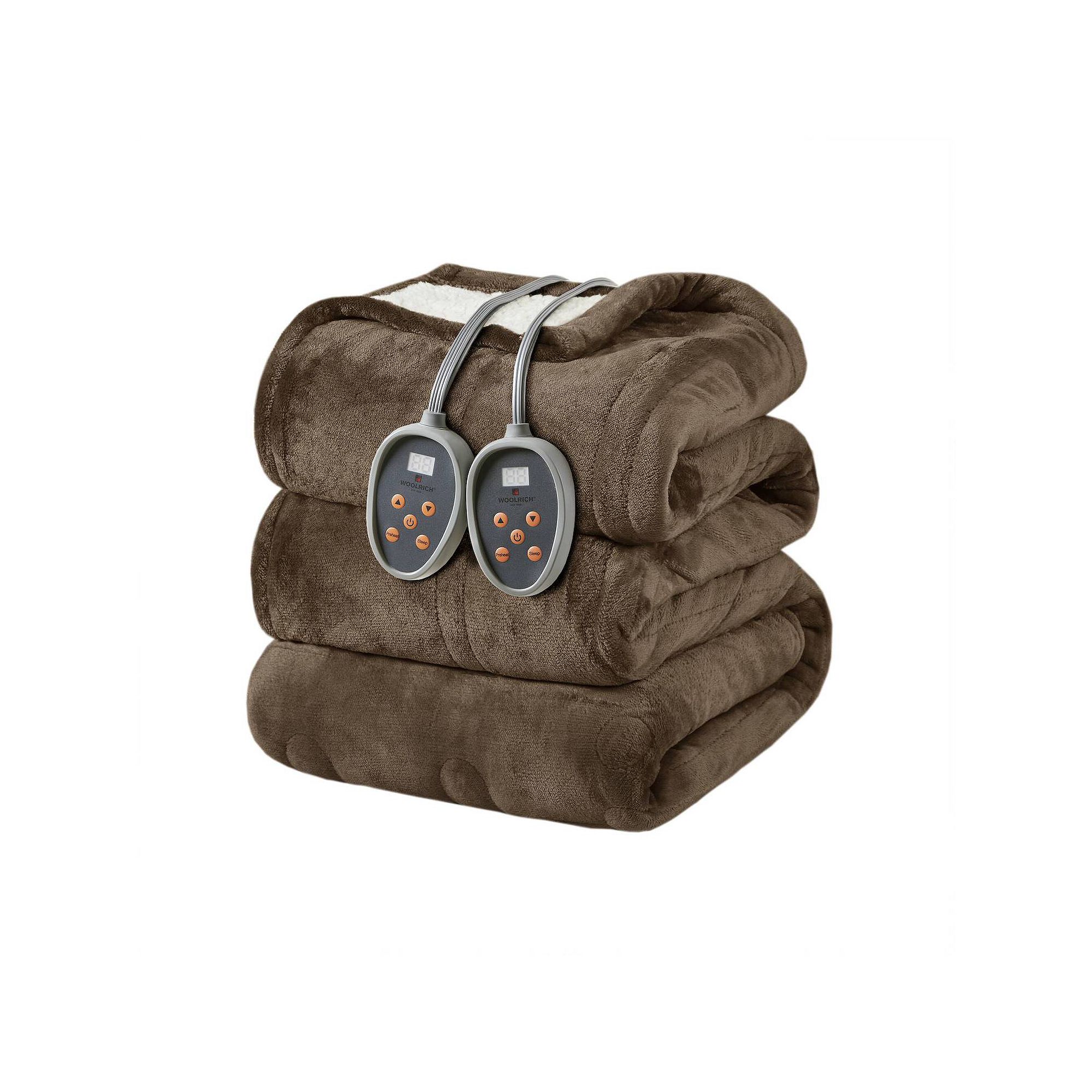 Woolrich Plush to Berber Oversized Heated Electric Blanket, Brown