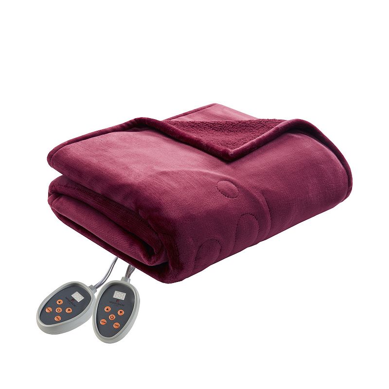 Woolrich Heated Plush to Berber Blanket, Red, Full