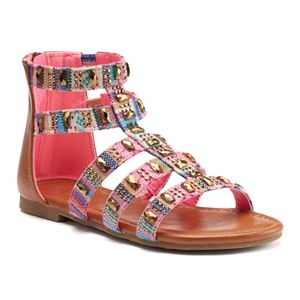 SO® Girls' Jeweled Ankle-Cuff Sandals