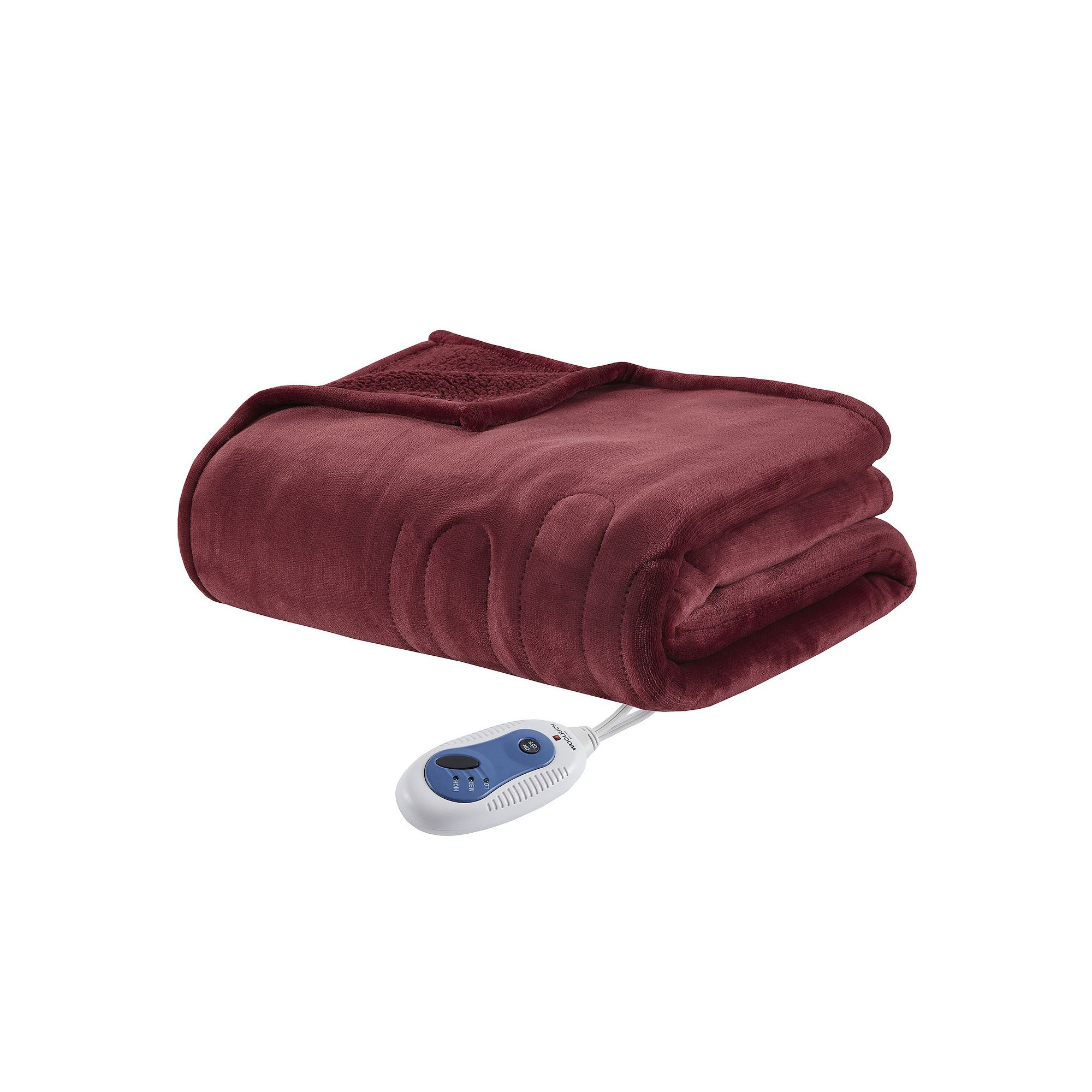 Woolrich Oversized Cozy Plush to Berber Electric Heated Throw Blanket, Red