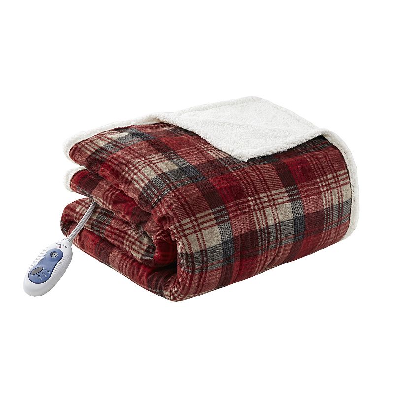 Woolrich Tasha Oversized Electric Heated Throw Blanket, Red