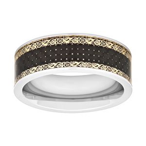 Men's Stainless Steel Filigree Wedding Band