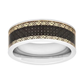 Steel Nation Men's Stainless Steel Filigree Wedding Band