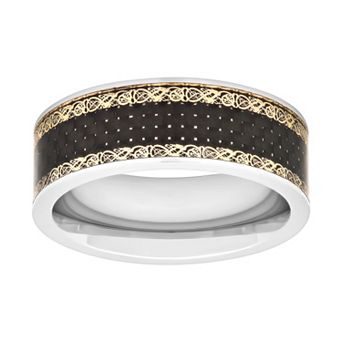 Steel Nation Men's Stainless Steel Filigree Wedding Band